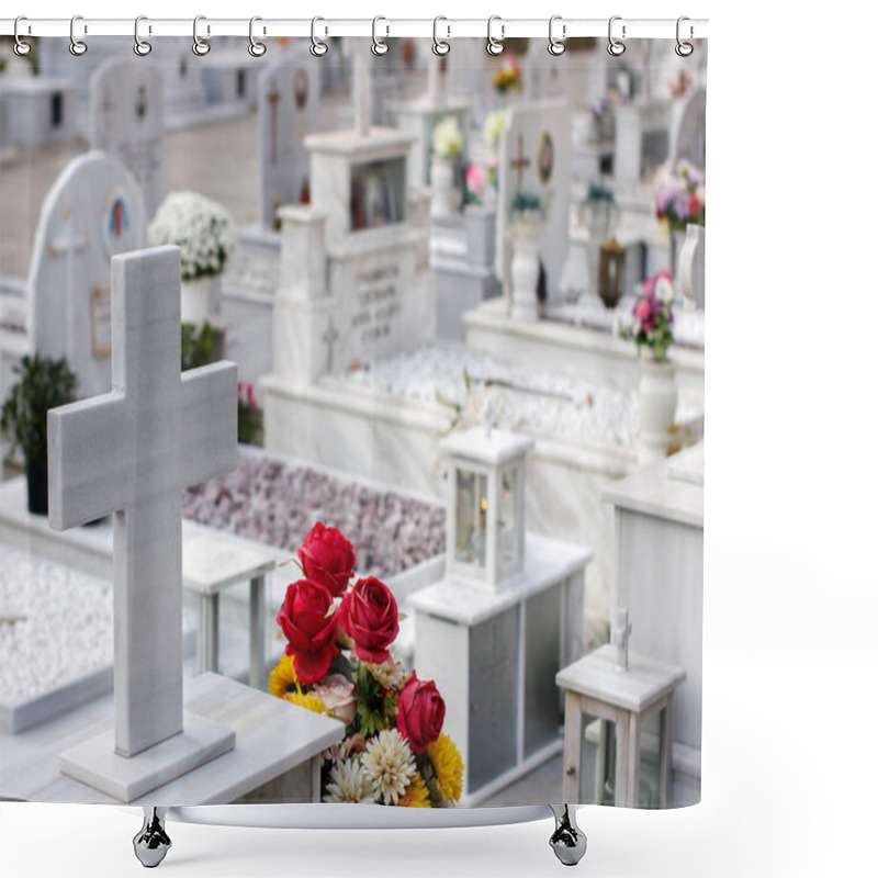 Personality  Orthodox Cemetary In Greece Shower Curtains