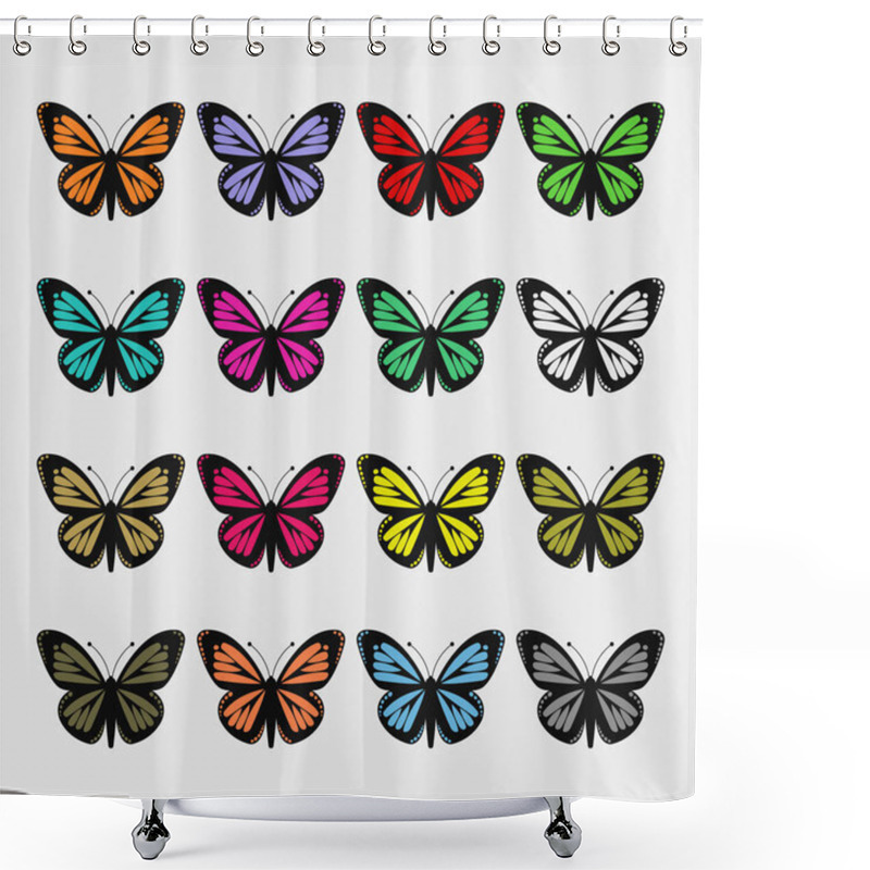 Personality  Butterfly Flat Vector Icons Shower Curtains