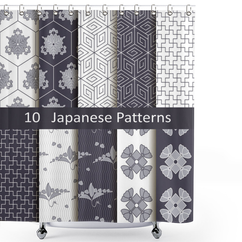 Personality  Set Of Ten Japanese Patterns Shower Curtains