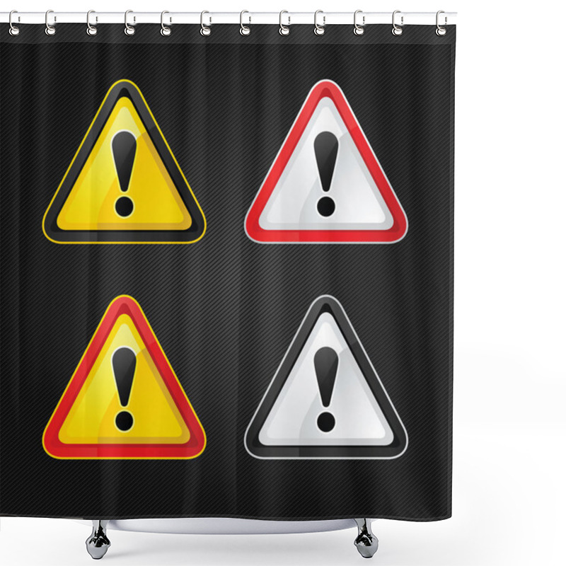 Personality  Hazard Warning Attention Sign Set On A Metal Surface Shower Curtains