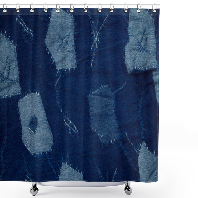 Personality  Jeans Background , Denim Patchwork . Shower Curtains