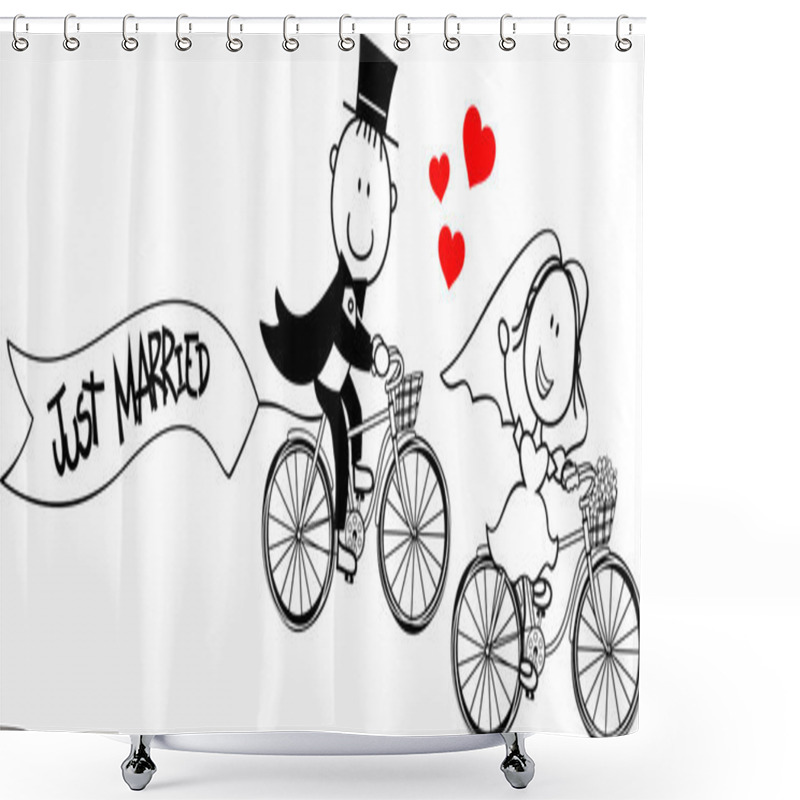 Personality  Wedding Card Bikes Funny Shower Curtains