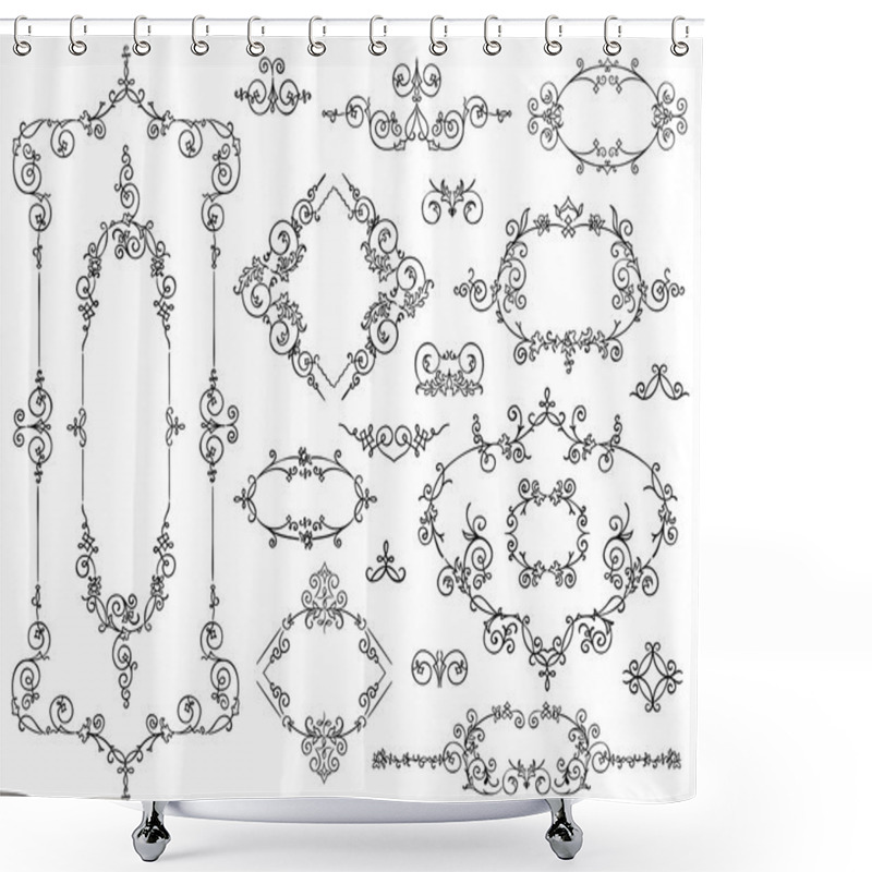 Personality  Ornament Design Elements Black On White Shower Curtains