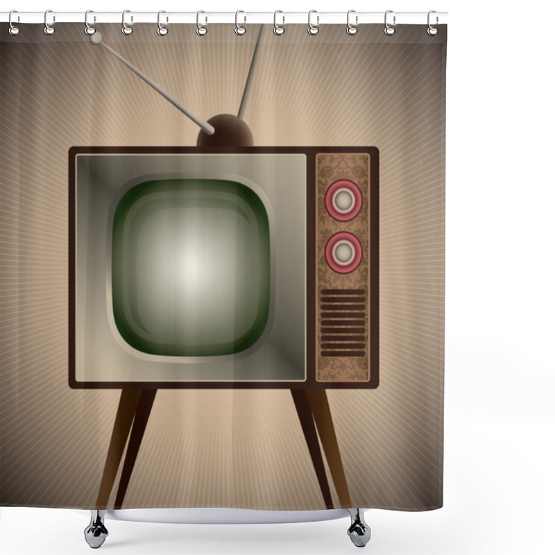 Personality  Illustration Of Retro TV Set. Shower Curtains