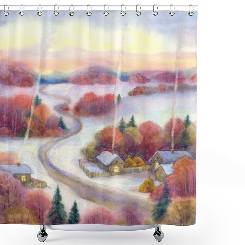 Personality  Winter Evening In The Village Shower Curtains