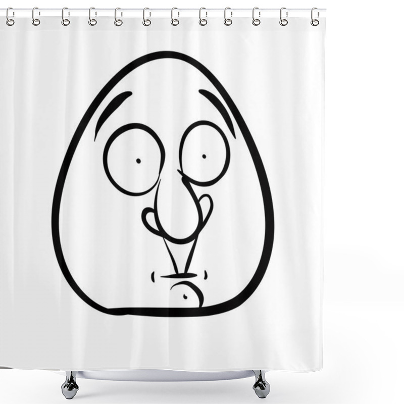 Personality  Funny Cartoon Face, Black And White Lines Vector Illustration. Shower Curtains