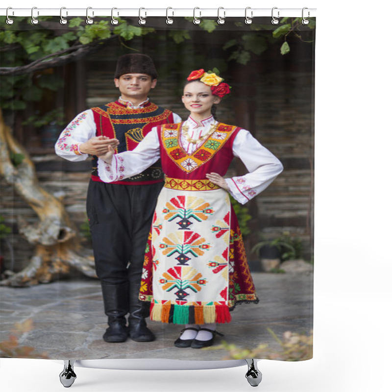 Personality  Young Cuple Dressed In Traditional Bulgarian Costume Shower Curtains