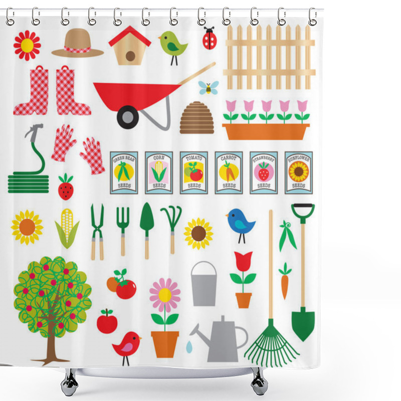 Personality  Gardening Icons Shower Curtains