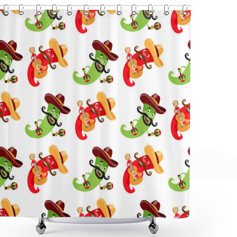 Personality  Mexico Seamless Pattern In Cartoon Style For Wrapping, Wallpaper, Background. Shower Curtains