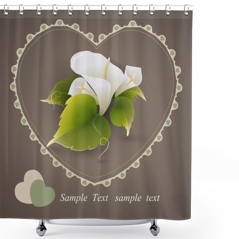 Personality  Vector Heart With Calla Lily Flowers. Shower Curtains