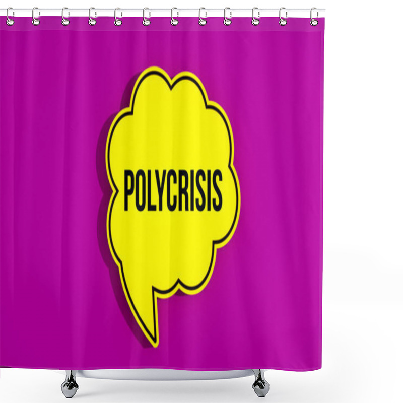 Personality   Polycrisis Concept Message Written On Speech Bubble. Purple Background Shower Curtains