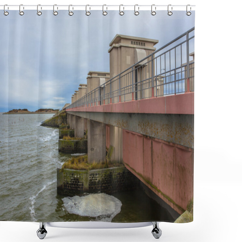 Personality  Sluice Stevinsluis In Dutch Delta Works Storm Flood Protection Shower Curtains