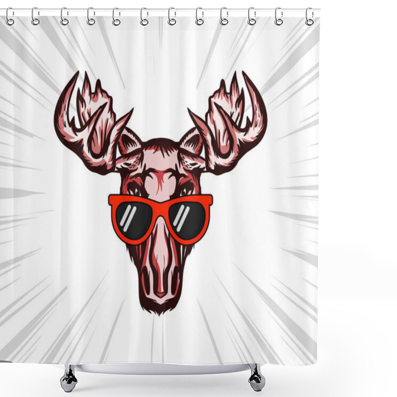 Personality  Elk Head. Moose Stylish Head. Isolated Vector Illustration. Wild Animal. Hunting Logo. Tattoo Tribal Style. Shower Curtains