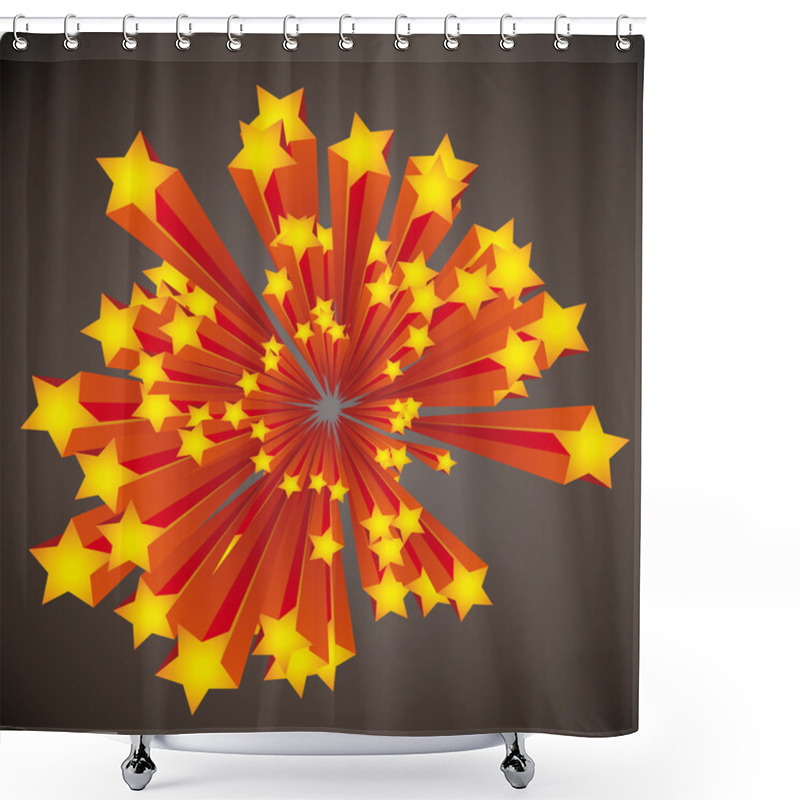 Personality  Graphic Stars Explosion With Stripes On A Dark Background Shower Curtains