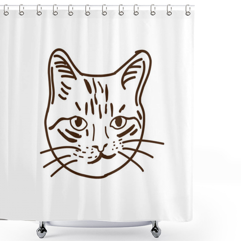 Personality  Vector Illustration Of Cat Head Logo Shower Curtains