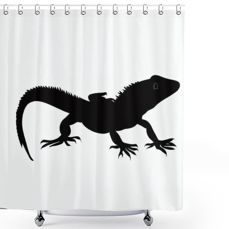 Personality  Vector Silhouette Of Lizard, Curious Lizard Illustration For Reptile And Nature Themes Shower Curtains