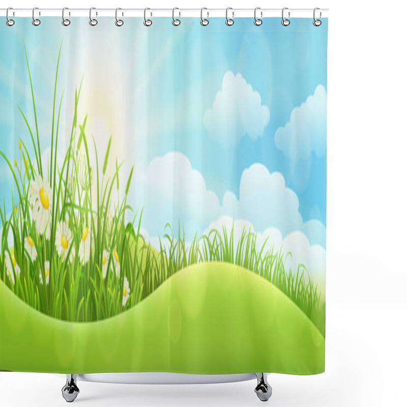 Personality  Summer Meadow Landscape Shower Curtains