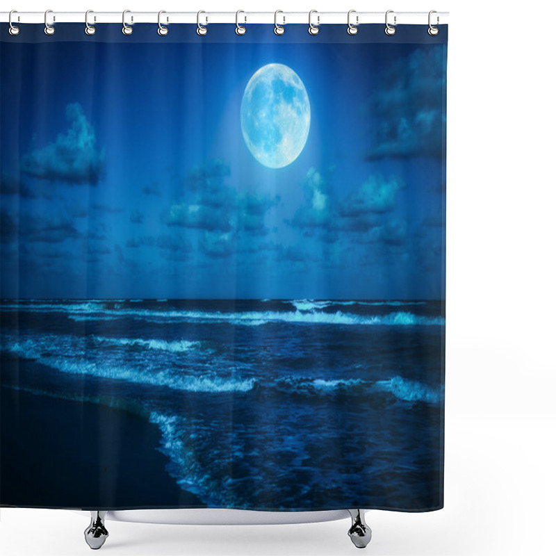 Personality  Beach At Midnight With A Full Moon Shower Curtains