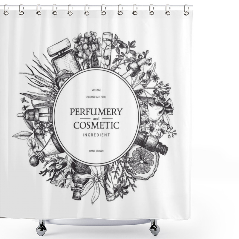 Personality  Hand Drawn Perfumery And Cosmetics Ingredients Shower Curtains