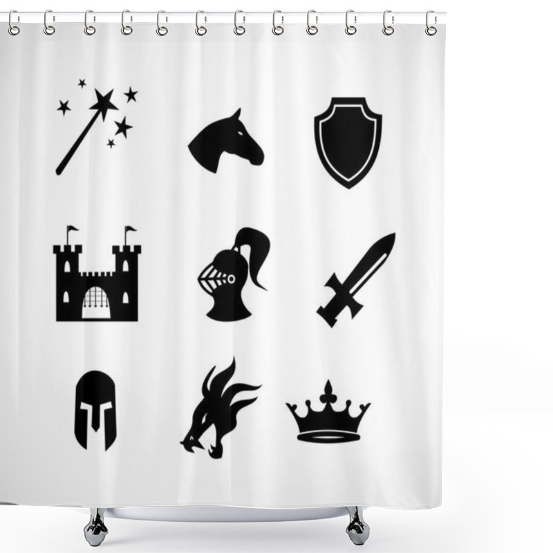 Personality  Fantasy Icon Set Vector Shower Curtains