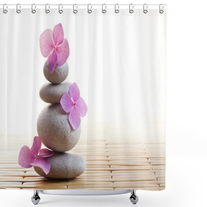 Personality  Zen Stones And Flowers Shower Curtains