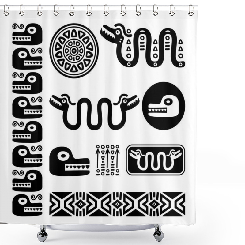 Personality  Aztec Animals, Mayan Snake, Ancient Mexican Design Set  Shower Curtains