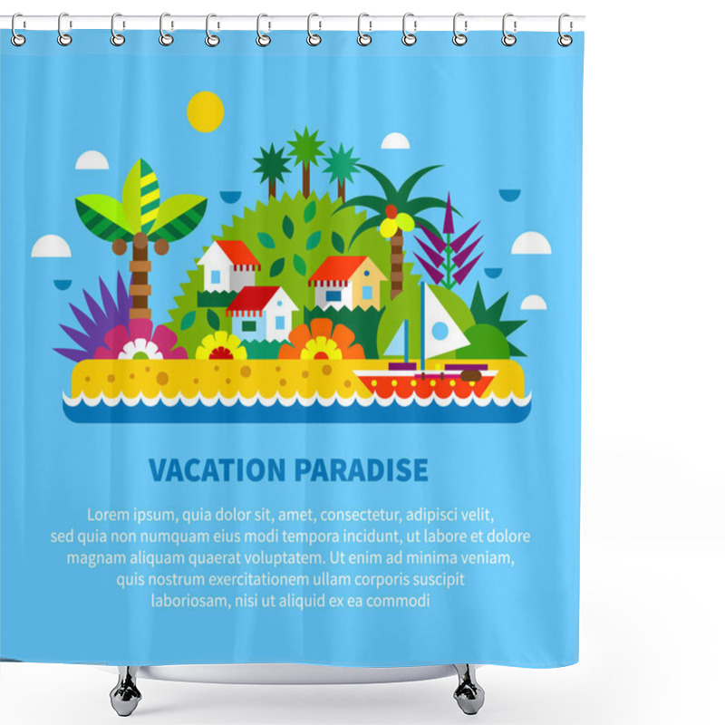 Personality  House On Island In Tropics Shower Curtains