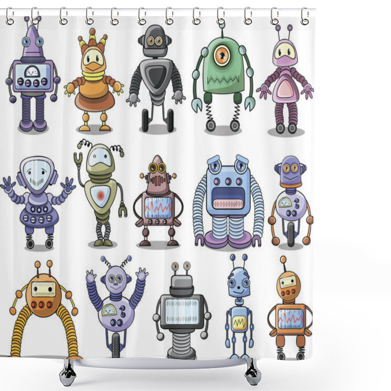 Personality  Cartoon Robots Shower Curtains