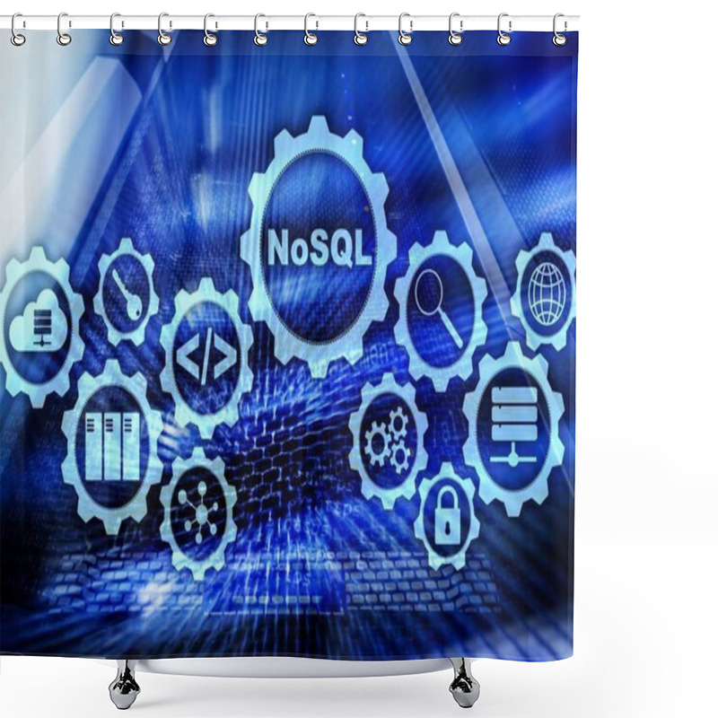 Personality  NoSQL. Structured Query Language.Database Technology Concept. Server Room Background Shower Curtains