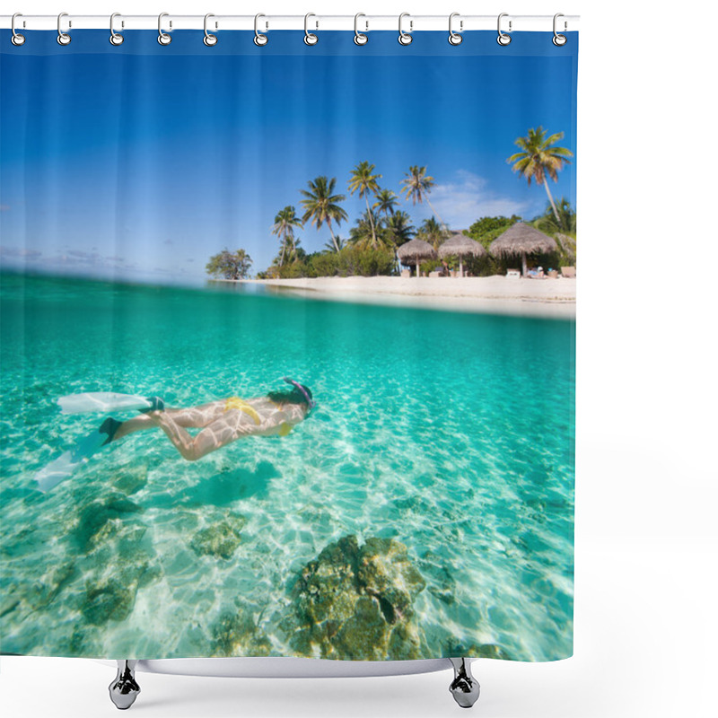 Personality  Woman Swimming Underwater Shower Curtains