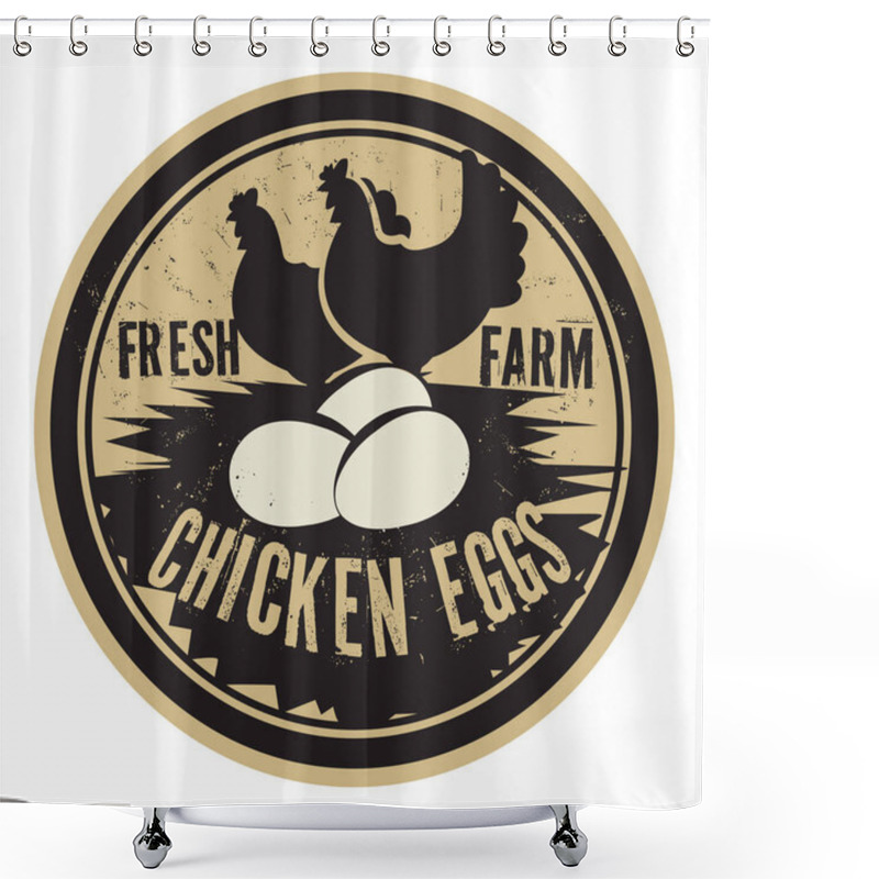 Personality  Chicken Stamp Or Label, Text Farm Fresh Chicken Eggs Shower Curtains