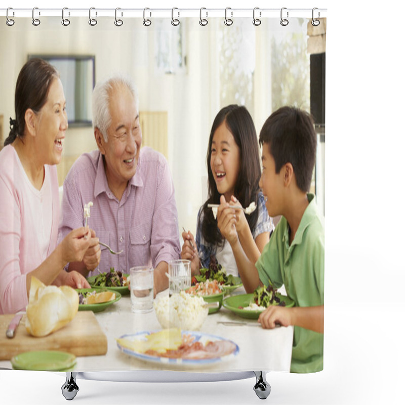 Personality  Asian Family Sharing Meal At Home Shower Curtains