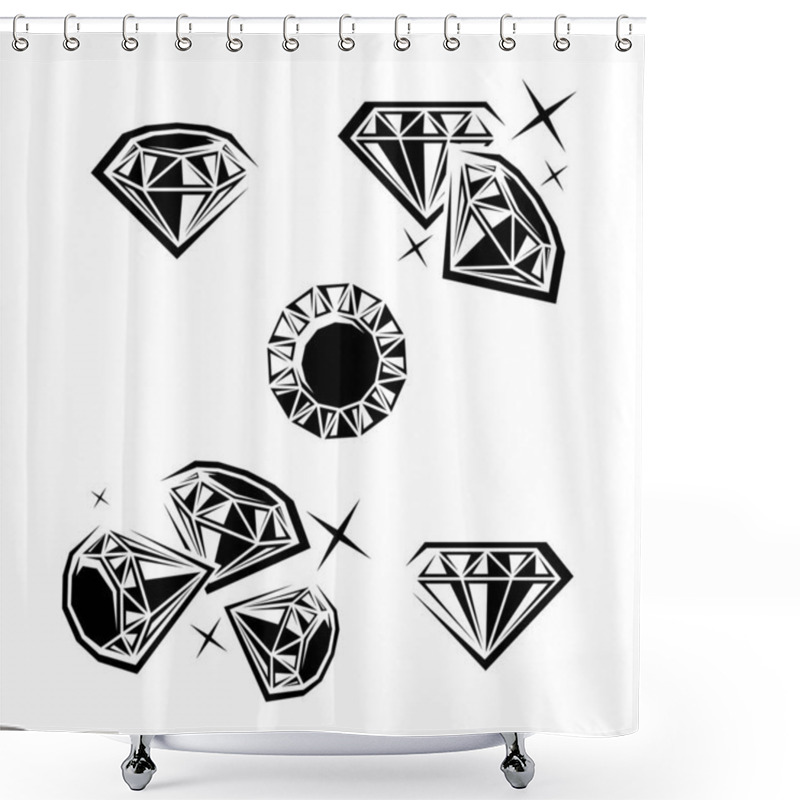 Personality  Diamond Collection Set. Collection Icon Diamonds. Vector Shower Curtains