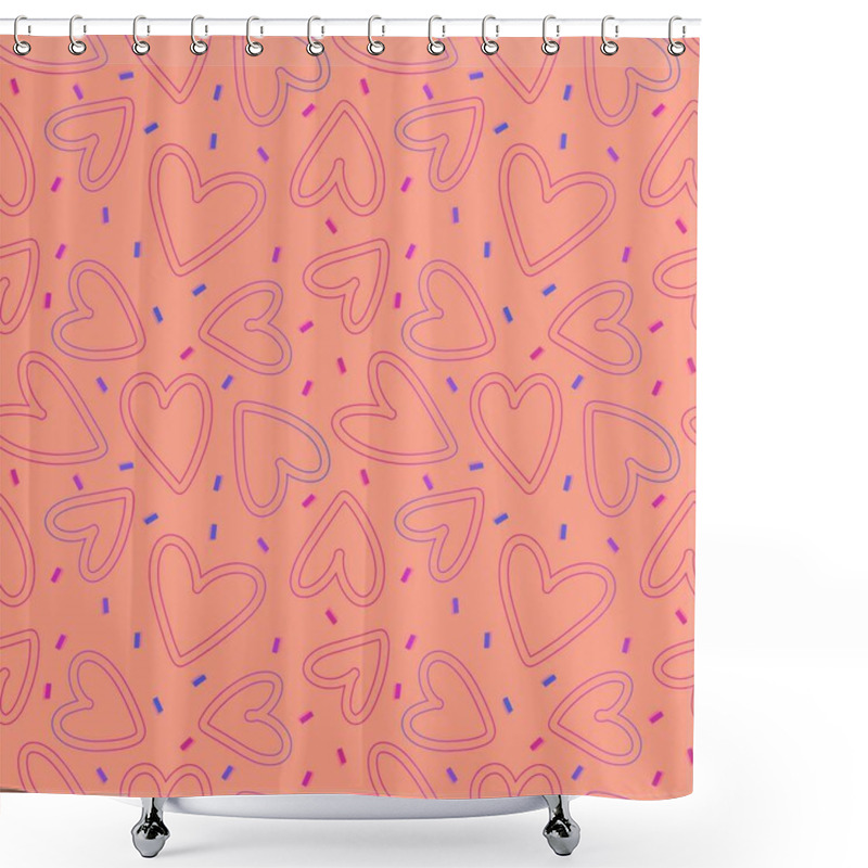 Personality  Valentines Hearts Cartoon Pattern For Wrapping Paper And Kids Clothes Print And Fabrics And Accessories And Linens And Textiles. High Quality Illustration Shower Curtains