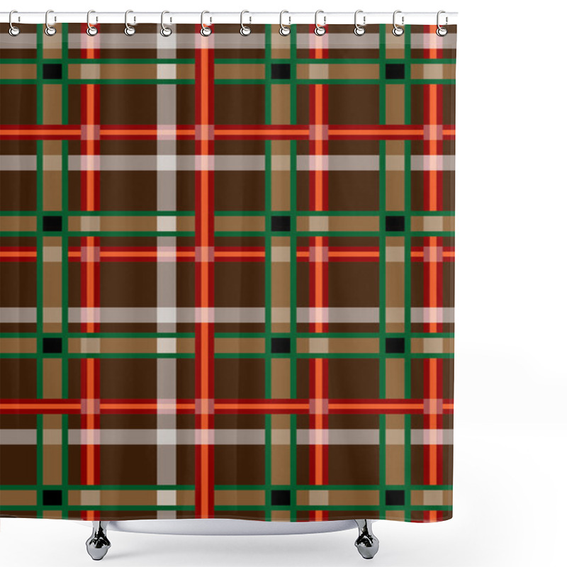 Personality  Mottled Brown Seamless Background With Red And Green Stripes Shower Curtains