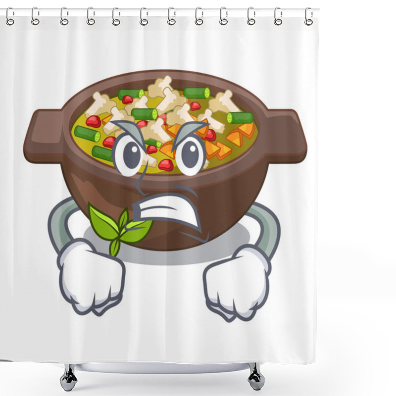 Personality  Angry Fried Minestrone In The Cup Character Shower Curtains