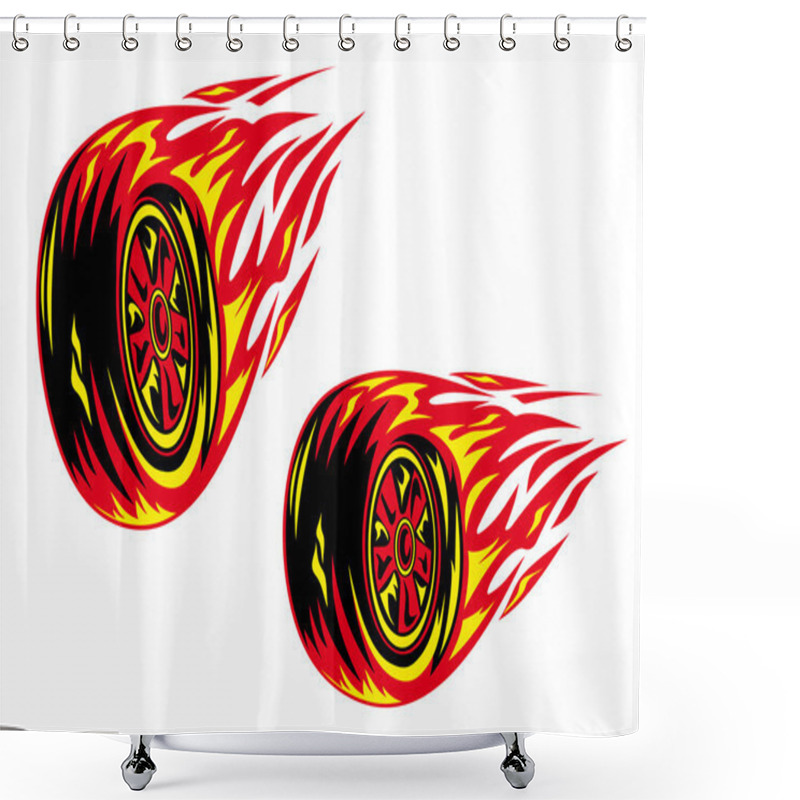 Personality  Burning Wheel Shower Curtains