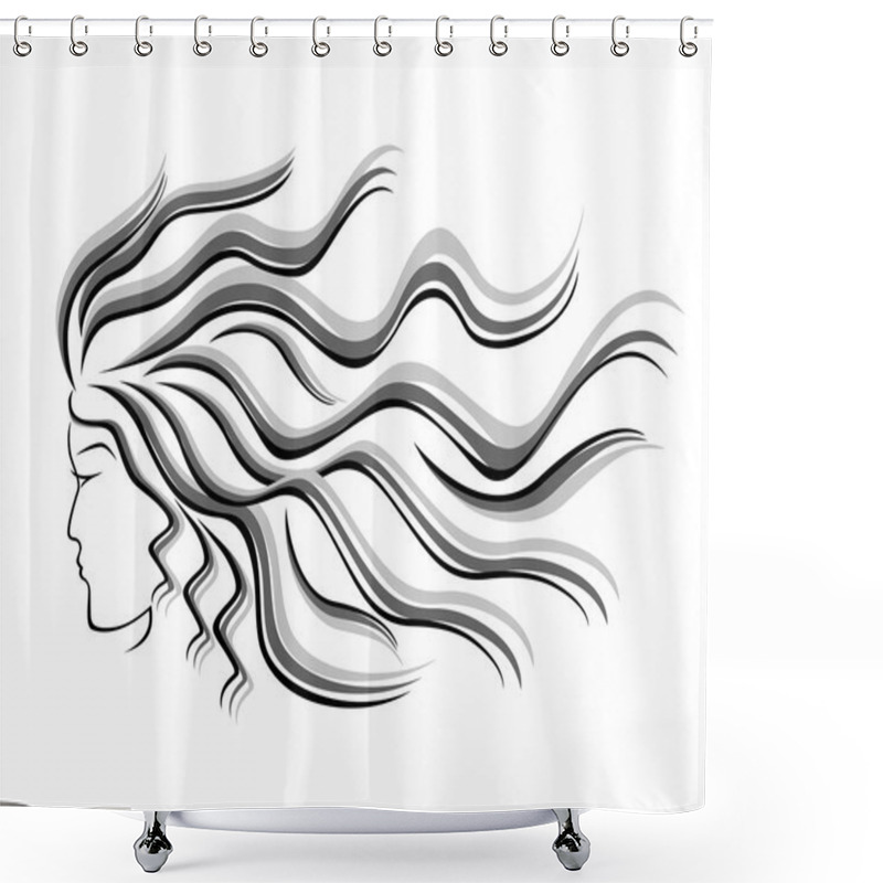 Personality  Female Silhouette Head With Flowing Hair Shower Curtains