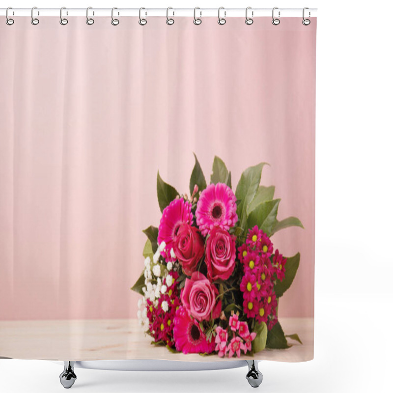 Personality  Lush Beautiful Bouquet On Pink Shower Curtains