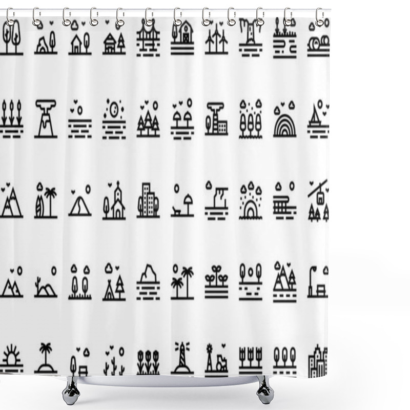 Personality  Landscapes Icons High-Quality Vector Icons Collection With Editable Stroke. Ideal For Professional And Creative Projects. Shower Curtains