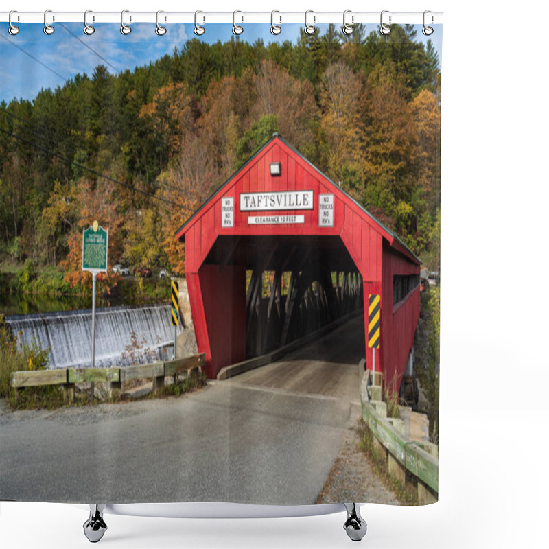 Personality  Entrance To The Taftsville Covered Bridge And Power Station In Vermont Shower Curtains