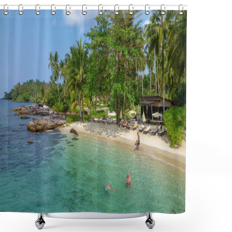 Personality  Koh Kood Island, Thailand - 29 January 2018: People Swimming On Beautiful Tropical Beach At Koh Kood Island In Thailand Shower Curtains