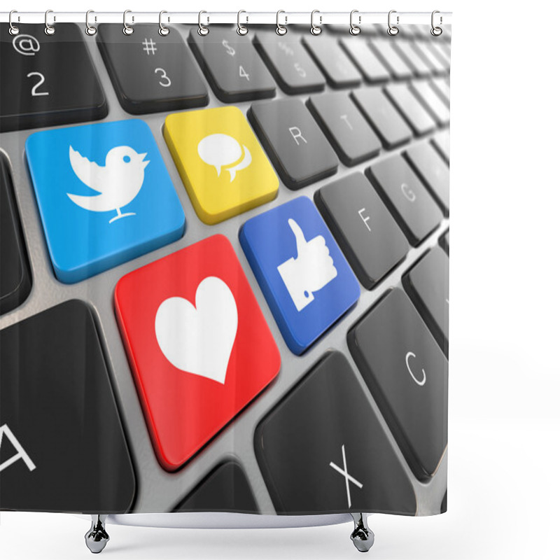 Personality  Social Media On Laptop Keyboard. Shower Curtains