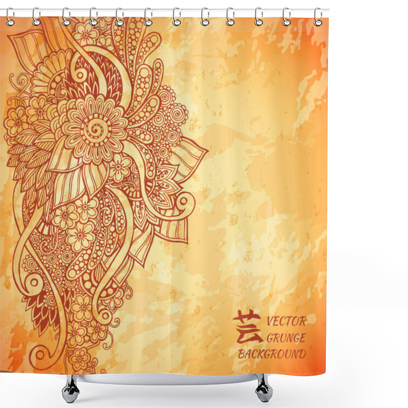 Personality  Template Poster With Doodle Flowers And Paisley For Your Business.  Shower Curtains