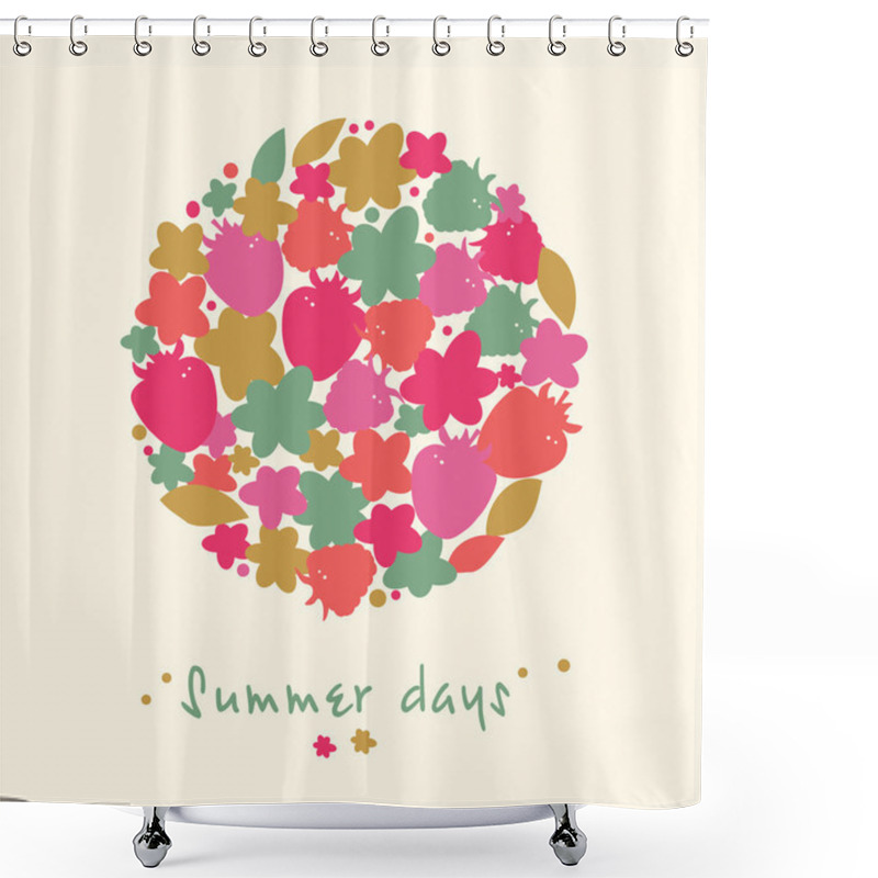 Personality  Summer Floral Elements, Berries, Flowers, Leafs Shower Curtains