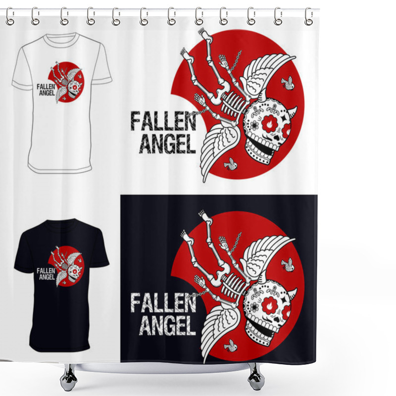 Personality  Skeletons. T-shirt. Fallen Angel. Shower Curtains