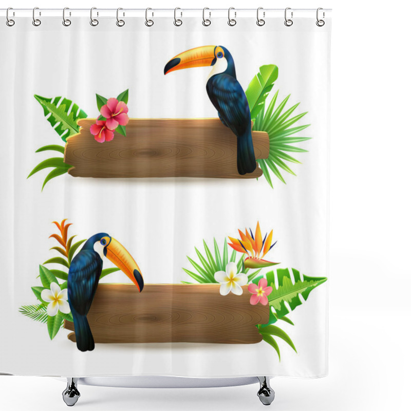 Personality  Toucan 2 Tropical Rainforest Banners Shower Curtains