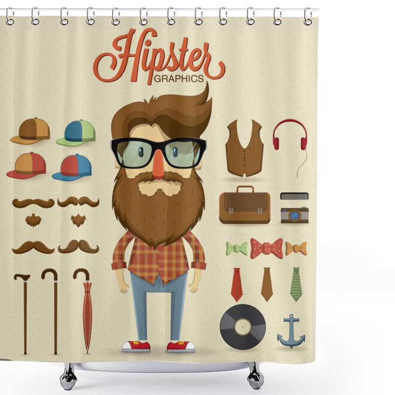 Personality  Hipster Character Design Shower Curtains