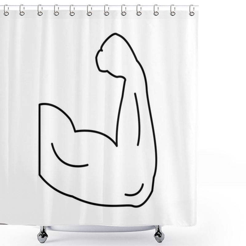 Personality  Bodybulider Muscle Arm Contour, Vector Icon On The White Background Shower Curtains