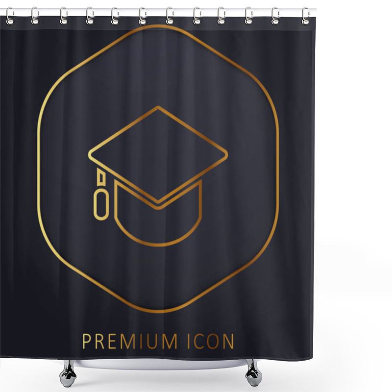 Personality  Big Mortarboard Golden Line Premium Logo Or Icon Shower Curtains